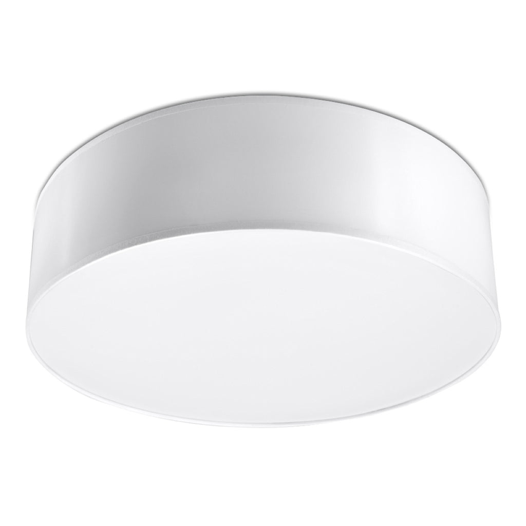 Plafonnier Arena 35 blanc, abat-jour rond laqué et diffuseur blanc