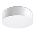 Plafonnier Arena 35 blanc, abat-jour rond laqué et diffuseur blanc
