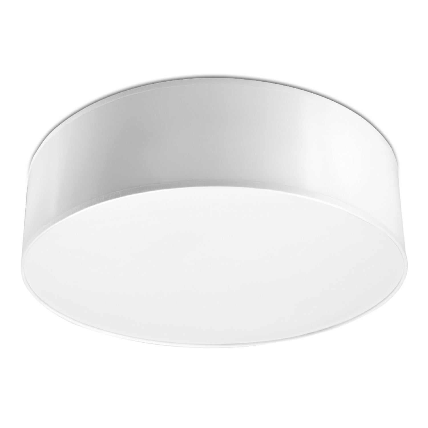 Plafonnier Arena 35 blanc, abat-jour rond laqué et diffuseur blanc