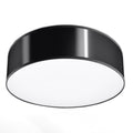 Plafonnier Arena 35 noir, abat-jour rond laqué et diffuseur blanc