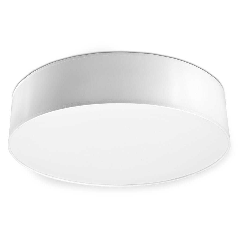 Plafonnier Arena 45 blanc, abat-jour rond laqué et diffuseur blanc