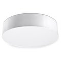 Plafonnier Arena 45 blanc, abat-jour rond laqué et diffuseur blanc