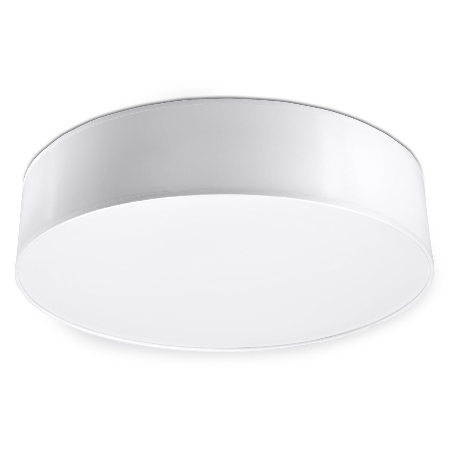 Plafonnier Arena 45 blanc, abat-jour rond laqué et diffuseur blanc