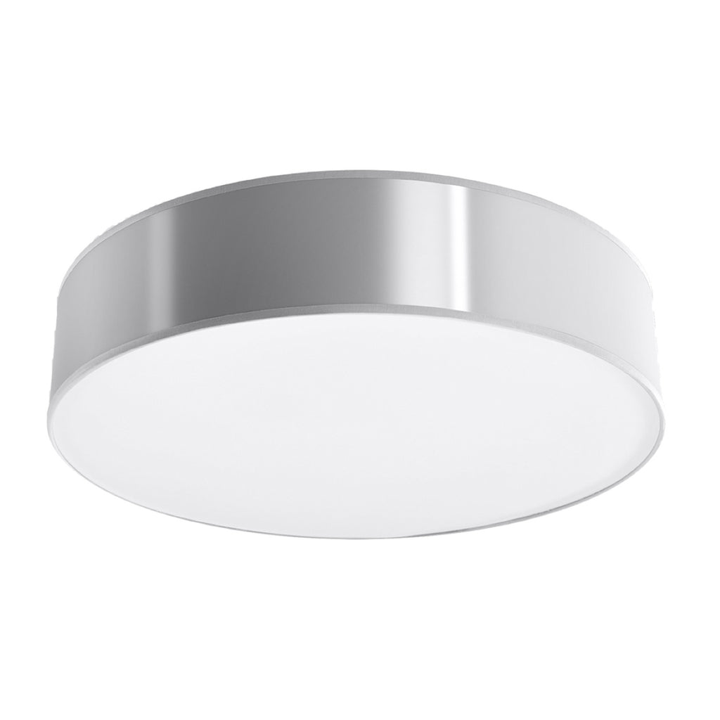 Plafonnier Arena 55 PVC gris, abat-jour rond au plafond