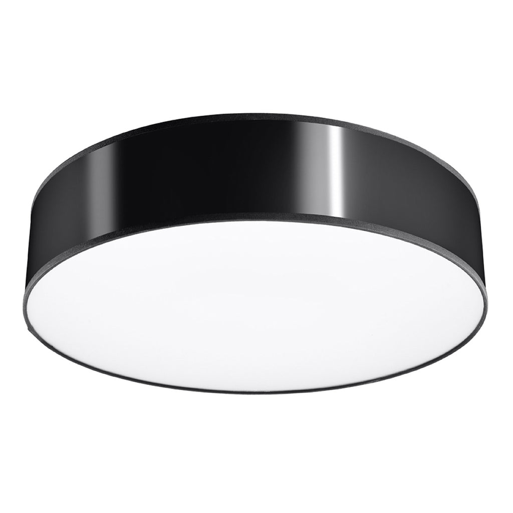 Plafonnier Arena 55 PVC noir, abat-jour rond au plafond