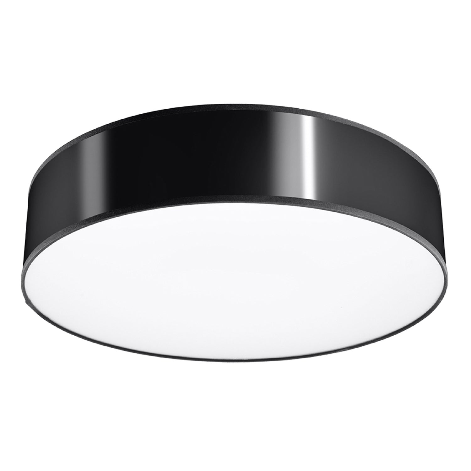 Plafonnier Arena 55 PVC noir, abat-jour rond au plafond