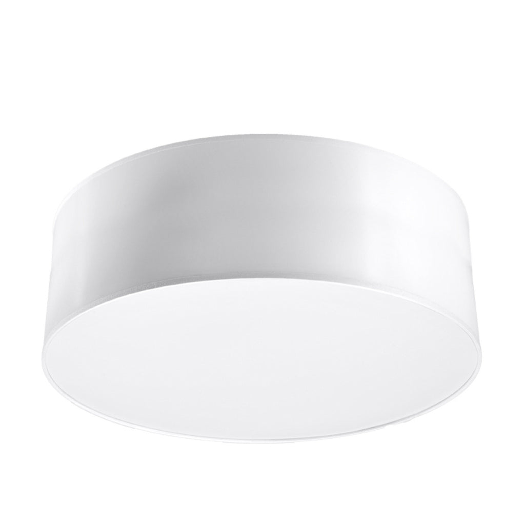 Plafonnier Arena blanc 25 cm, abat-jour rond laqué et diffuseur blanc