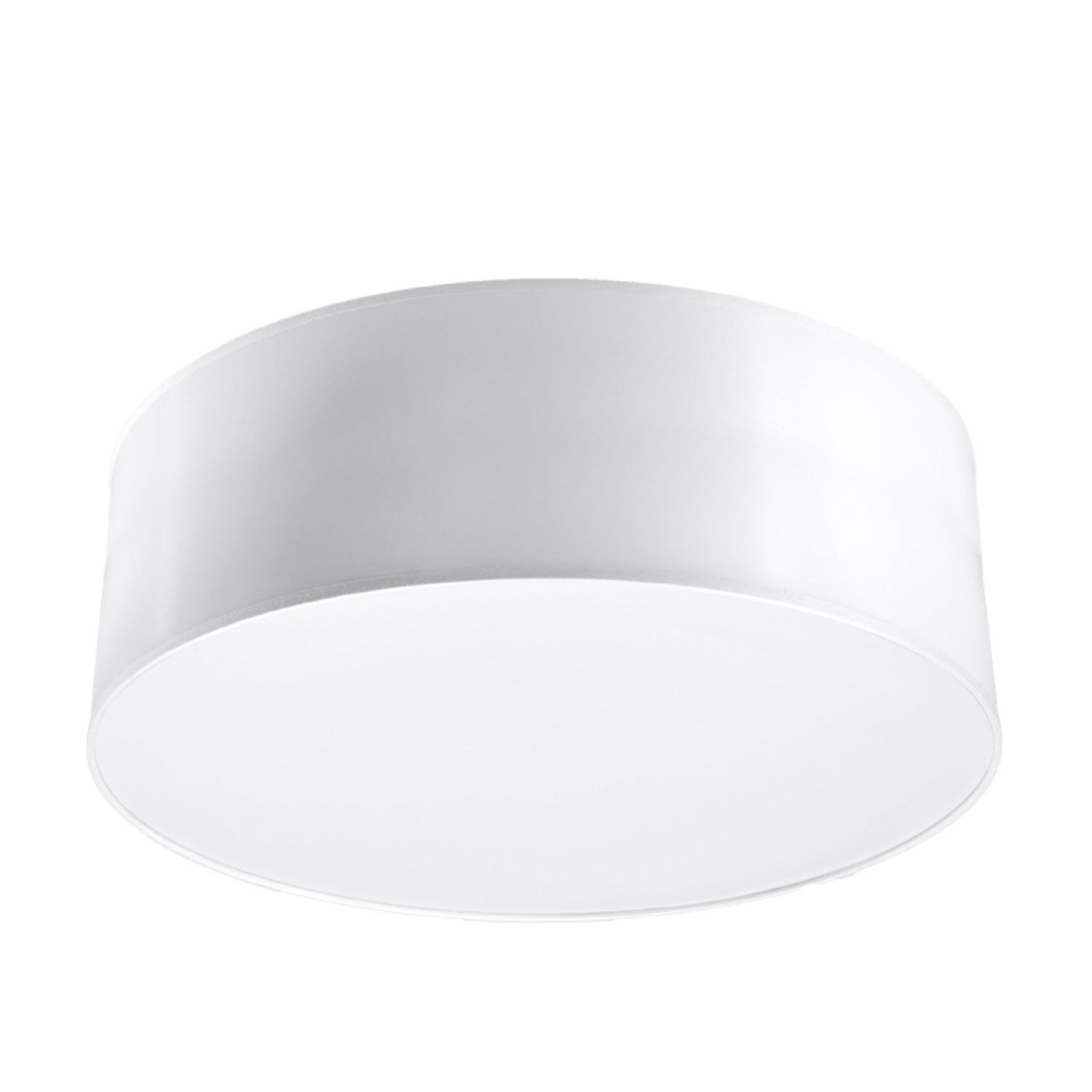 Plafonnier Arena blanc 25 cm, abat-jour rond laqué et diffuseur blanc
