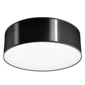 Plafonnier Arena noir 25 cm, abat-jour rond laqué et diffuseur blanc