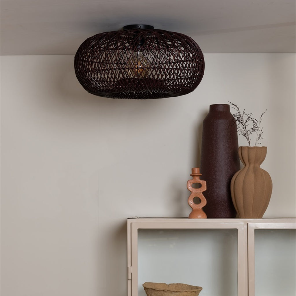 Plafonnier Arizona bambou bordeaux 50 cm E27, vue 2