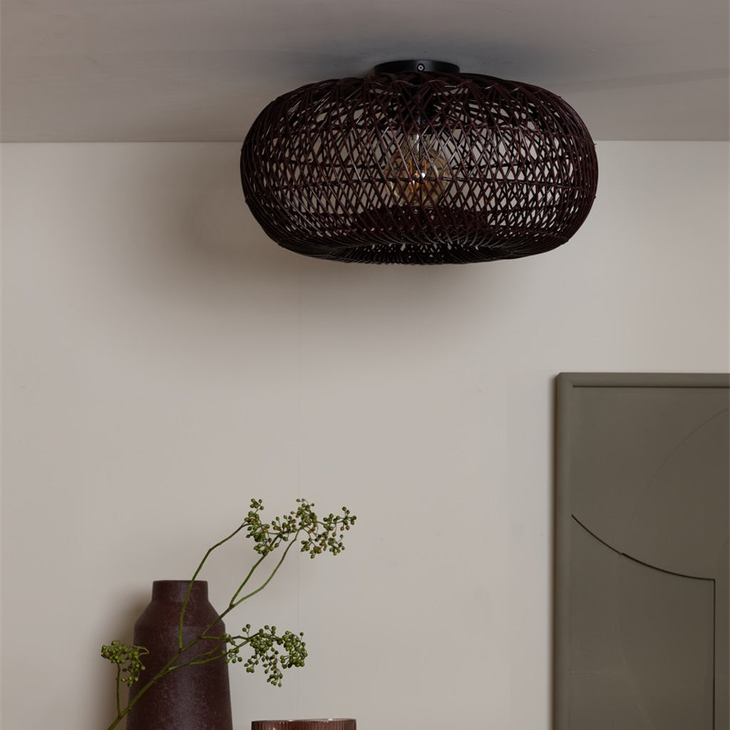 Plafonnier Arizona bambou bordeaux 50 cm E27, vue 8