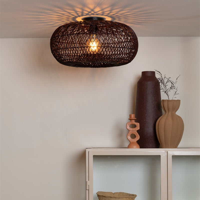 Dimensions Arizona Bordeaux Bamboo Ceiling Light 50cm E27