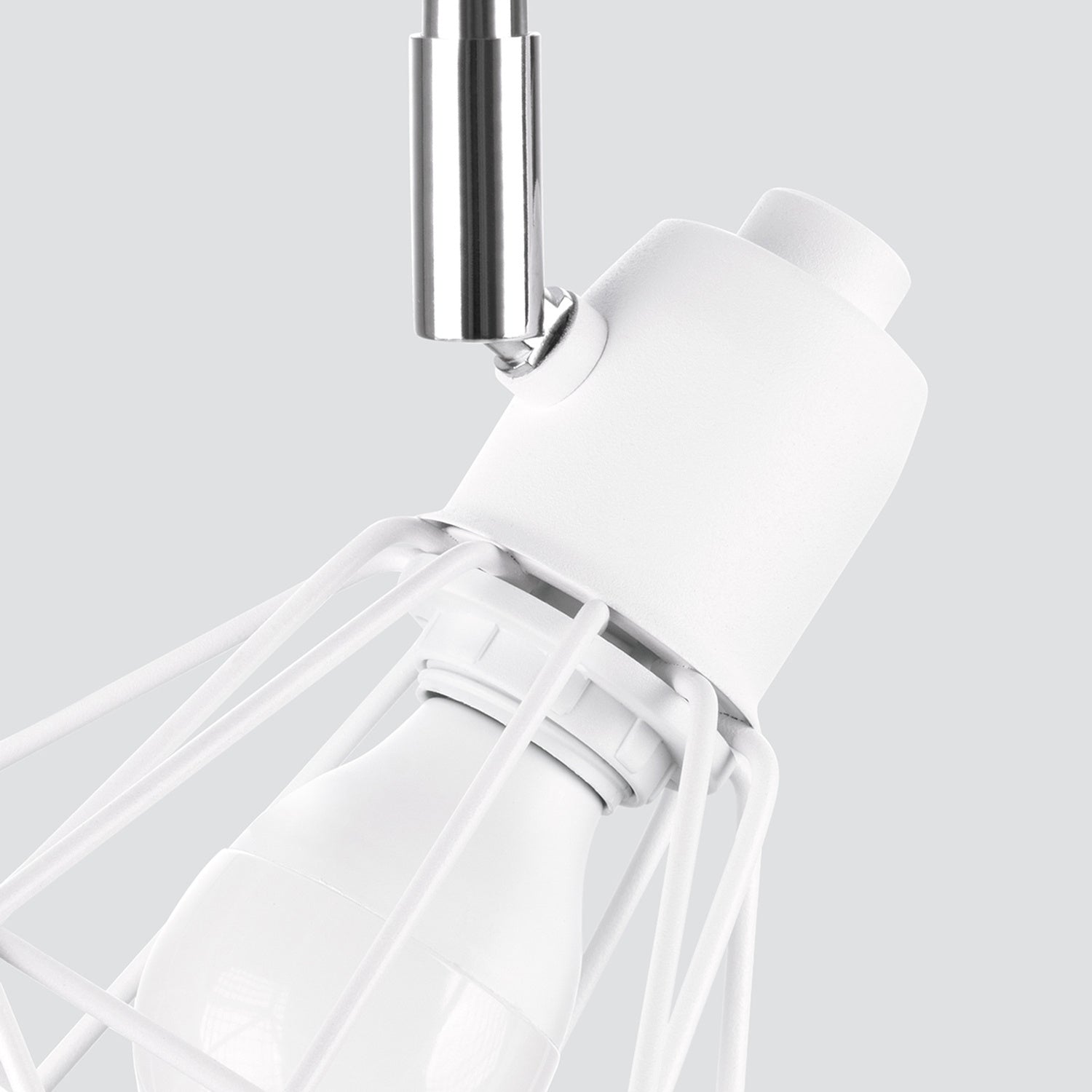 Plafonnier Artemis 2 blanc, détail d'une cage en fil métallique