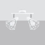 Plafonnier Artemis 2 blanc de trois quarts, cages filaires