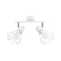 Plafonnier Artemis 2 acier blanc, 2 spots orientables à abat-jour cage diamant en fil métallique, E14