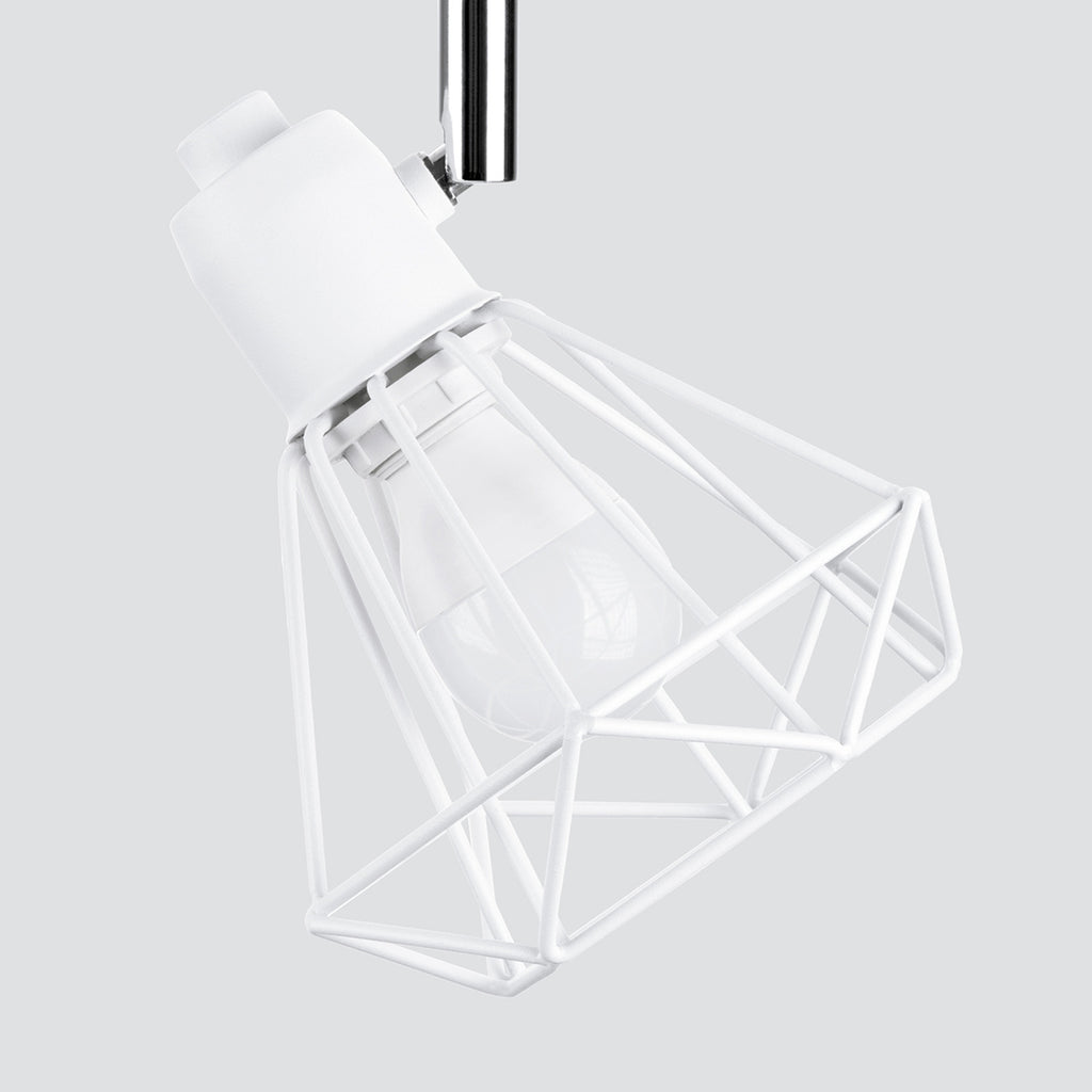 Plafonnier Artemis 3 blanc, détail d'une cage en fil métallique