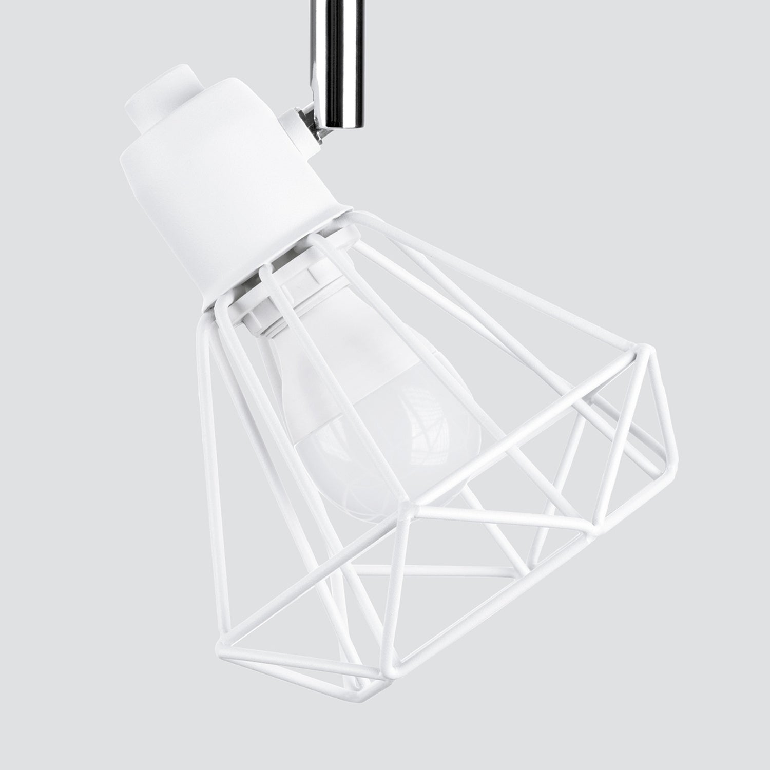 Plafonnier Artemis 3 blanc, détail d'une cage en fil métallique