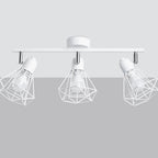 Plafonnier Artemis 3 blanc de trois quarts, cages filaires