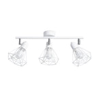 Plafonnier Artemis 3 acier blanc, 3 spots orientables à abat-jour cage diamant en fil métallique, E14