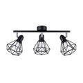 Plafonnier Artemis 3 acier noir, 3 spots orientables à abat-jour cage diamant en fil métallique, E14