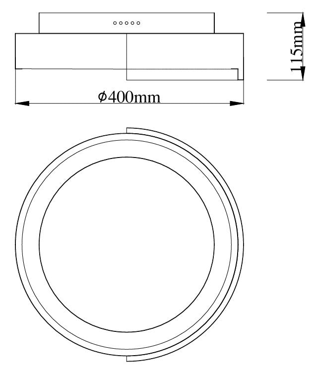 Dimensions Plafón Aruba 50 W blanco