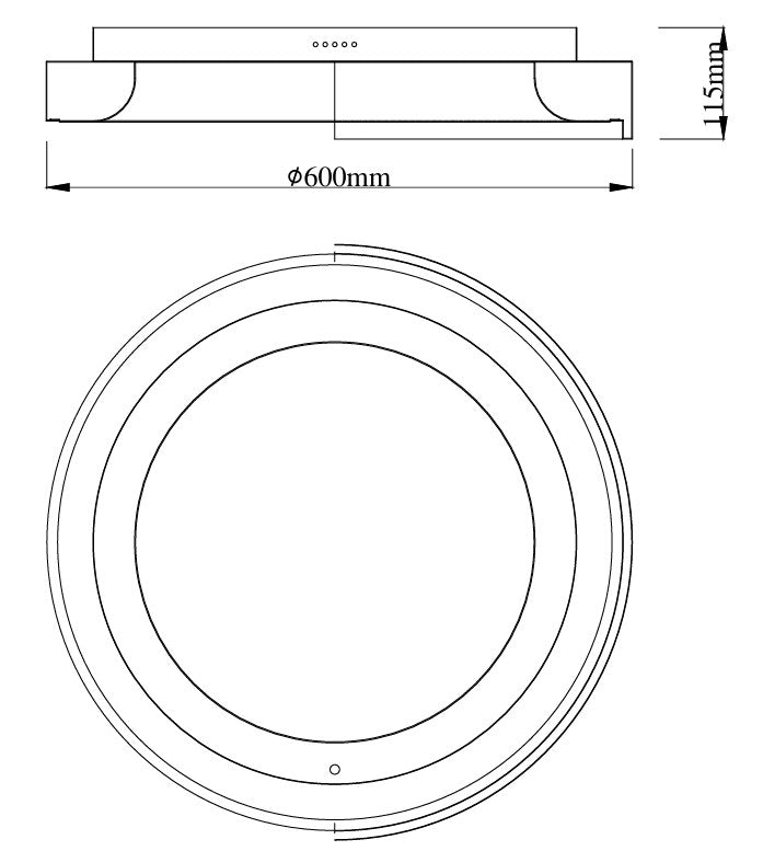 Dimensions Plafonnier Aruba 80 W blanc