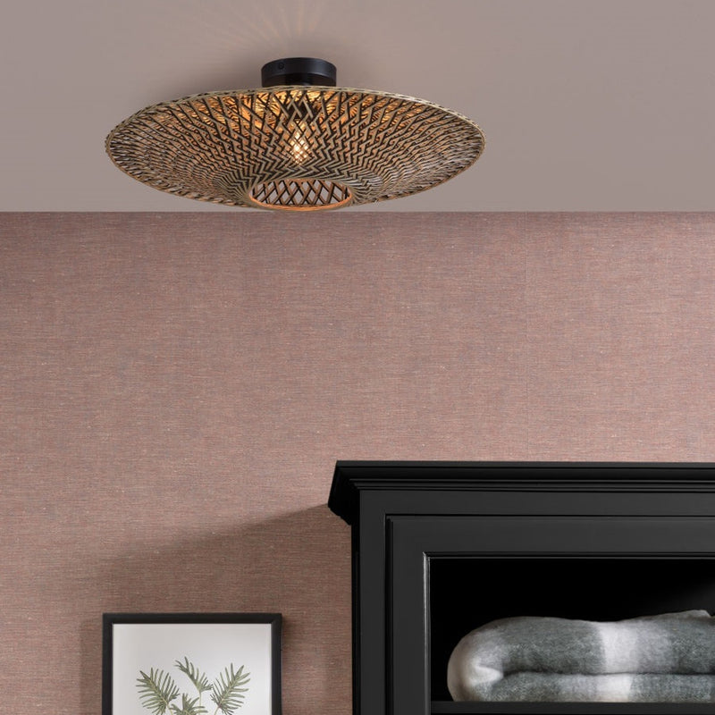 Dimensions Plafonnier Bali bambou naturel et noir 60 cm E27