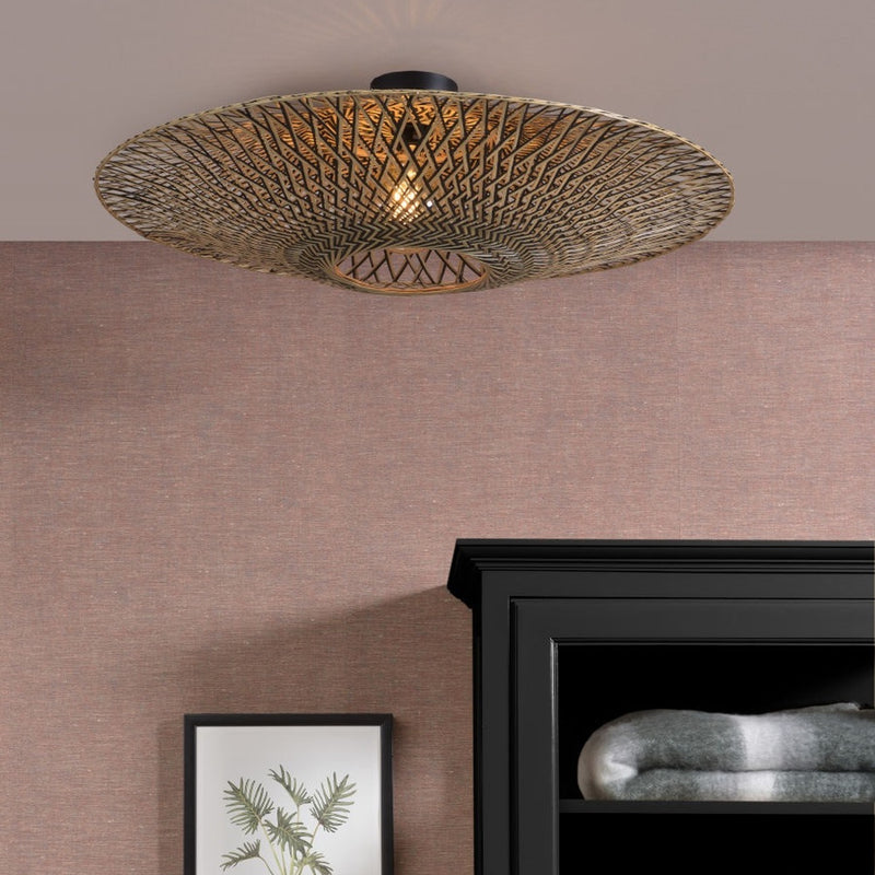 Dimensions Plafonnier Bali bambou naturel et noir 87 cm E27