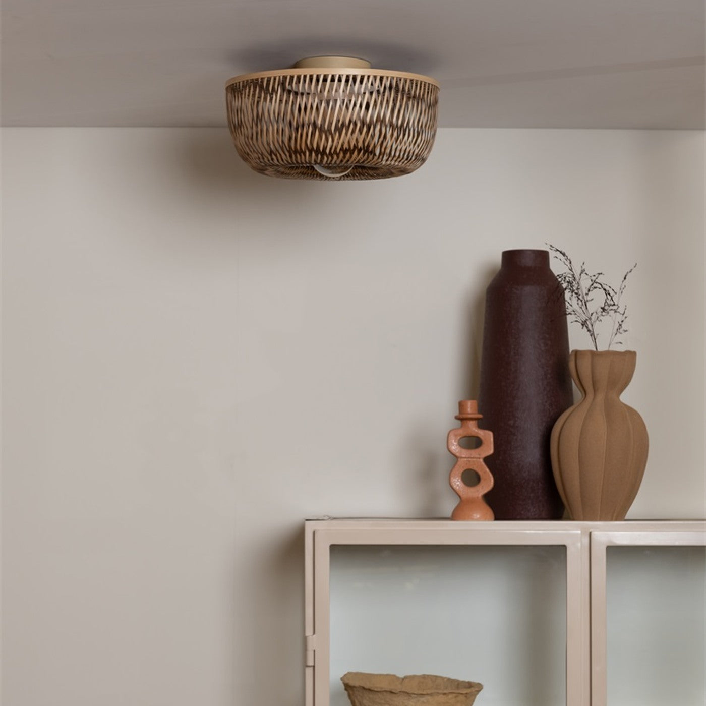 Plafonnier Barbados bambou naturel et brun E27, vue 2