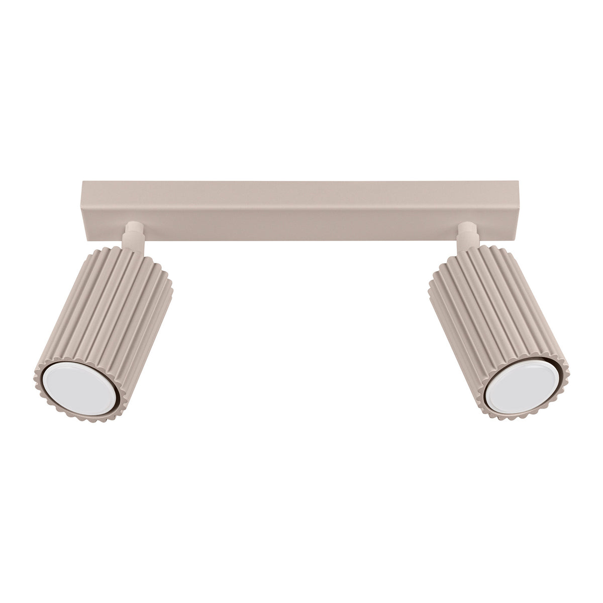 Plafonnier barre Karbon laque taupe à deux spots cannelés orientables sur fond blanc