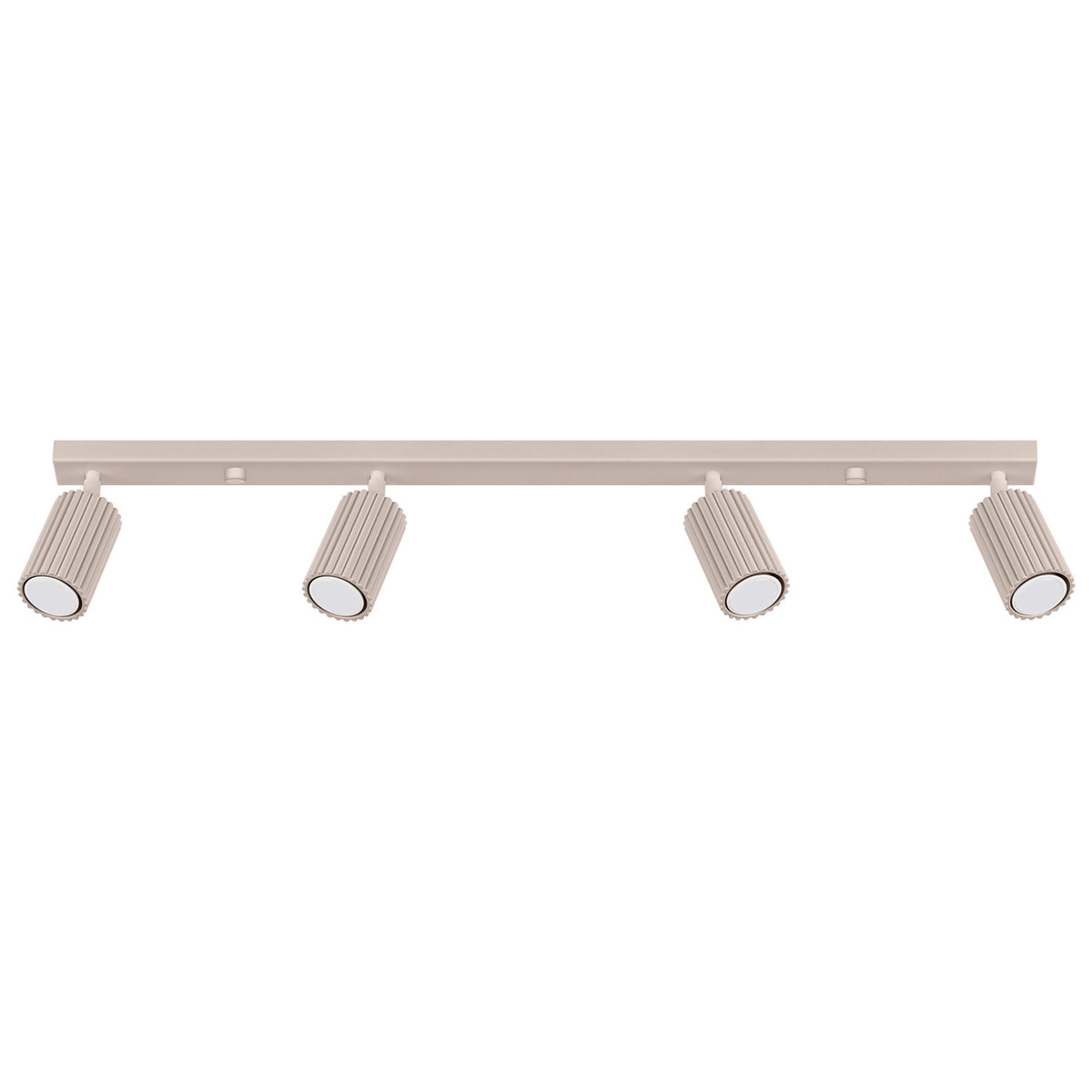 Plafonnier barre Karbon laque taupe à quatre spots cannelés orientables sur fond blanc