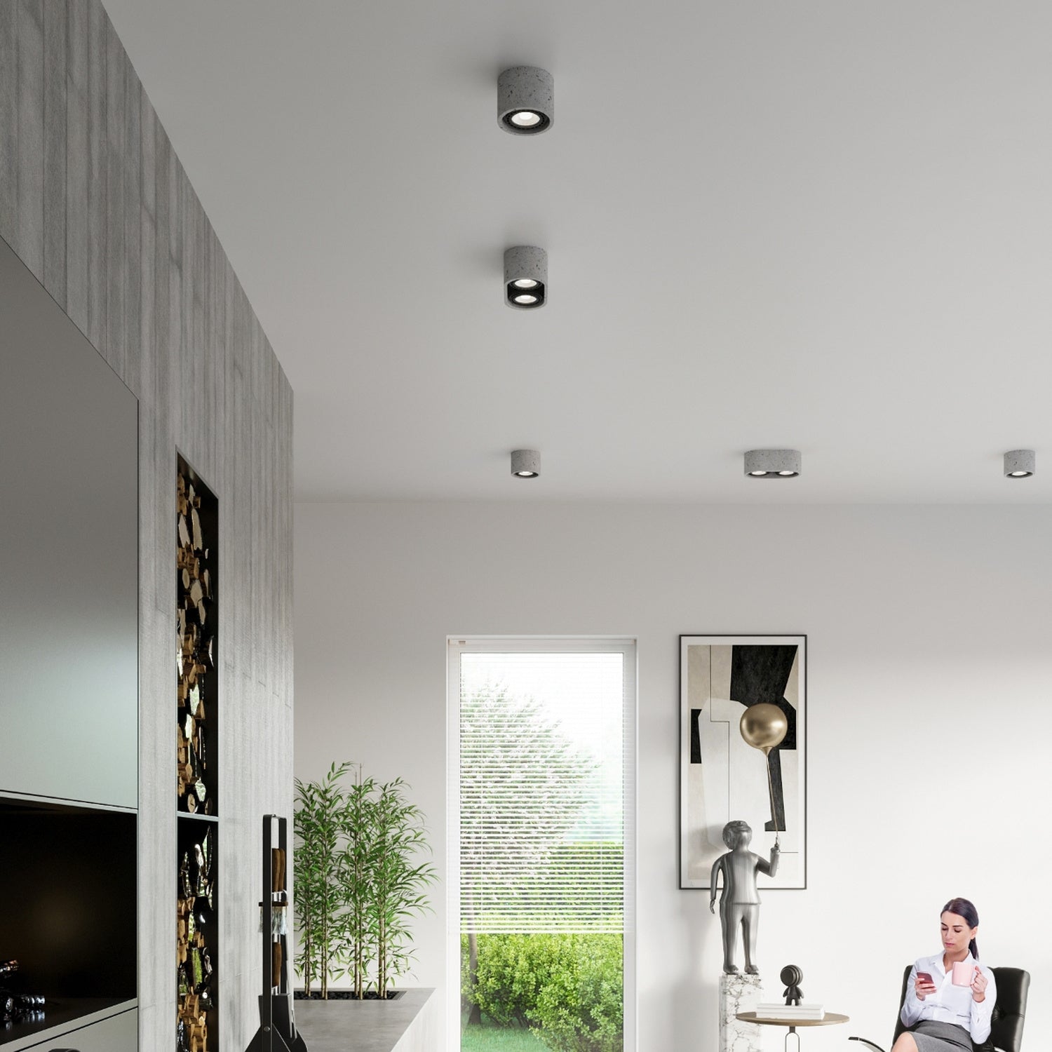 Plafonniers Basic en béton dans un intérieur loft