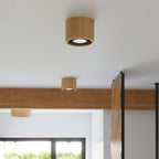 Plafonnier Basic 2 bois naturel, ambiance chaleureuse