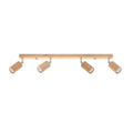 Plafonnier Berg 4 spots bois naturel, réglette de bois et quatre spots cylindriques orientables