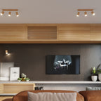Plafonnier Berg 6 spots bois naturel dans un intérieur