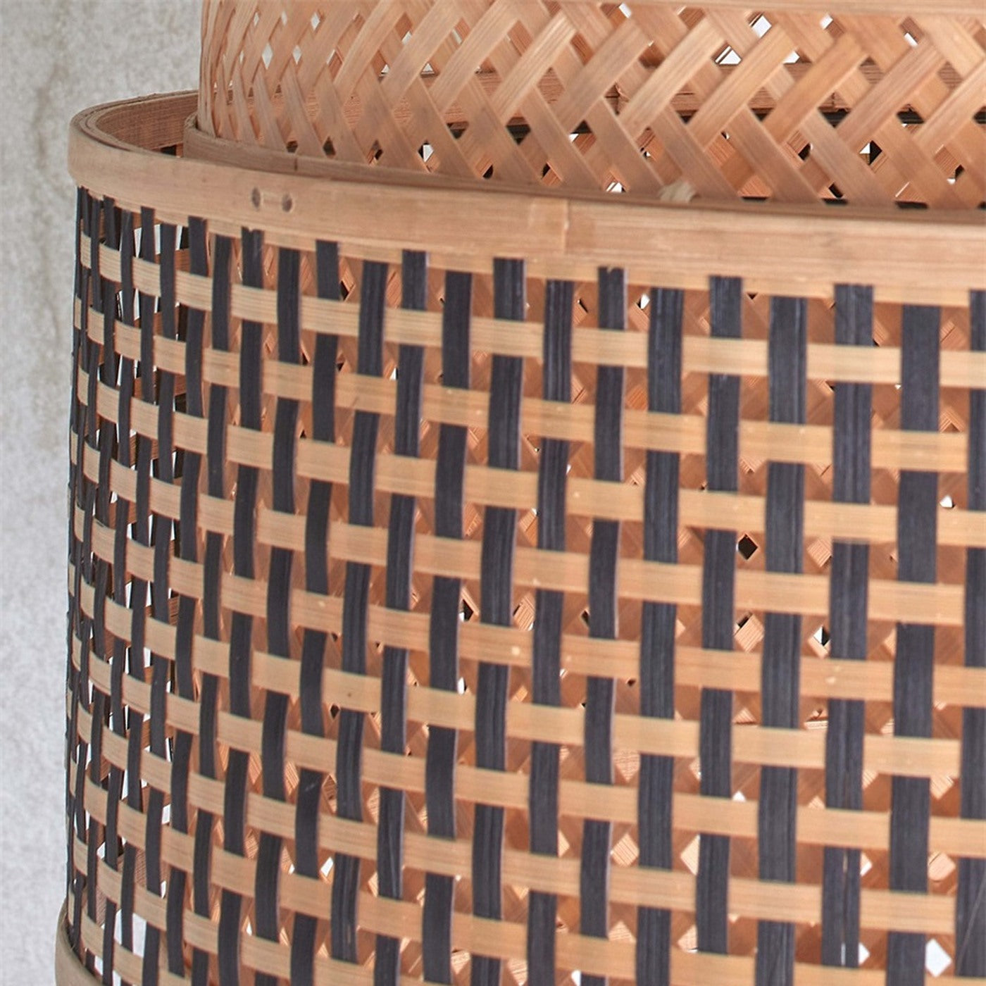 Plafonnier Bhutan bambou naturel et noir tambour 40 cm E27, vue 5