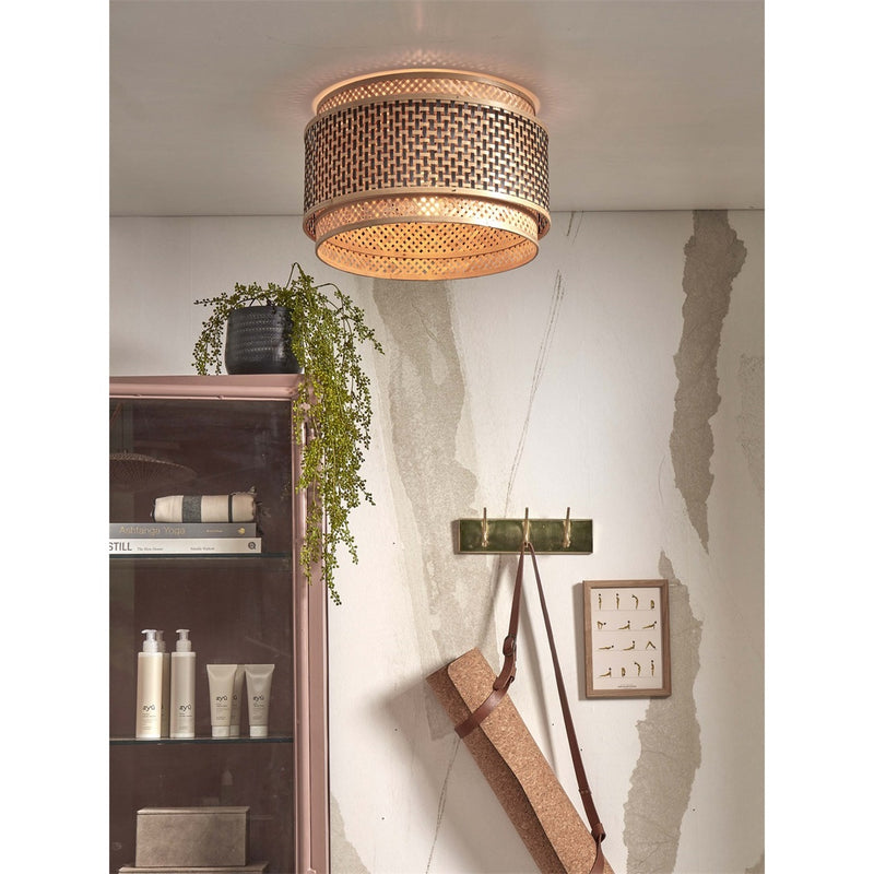 Dimensions Plafón Bhutan bambú natural y negro 40 cm E27