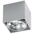 Plafonnier Blake en aluminium gris, downlight cube à réflecteur, vue de face