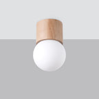Plafonnier Boomo 8 bois et verre opale G9 de profil