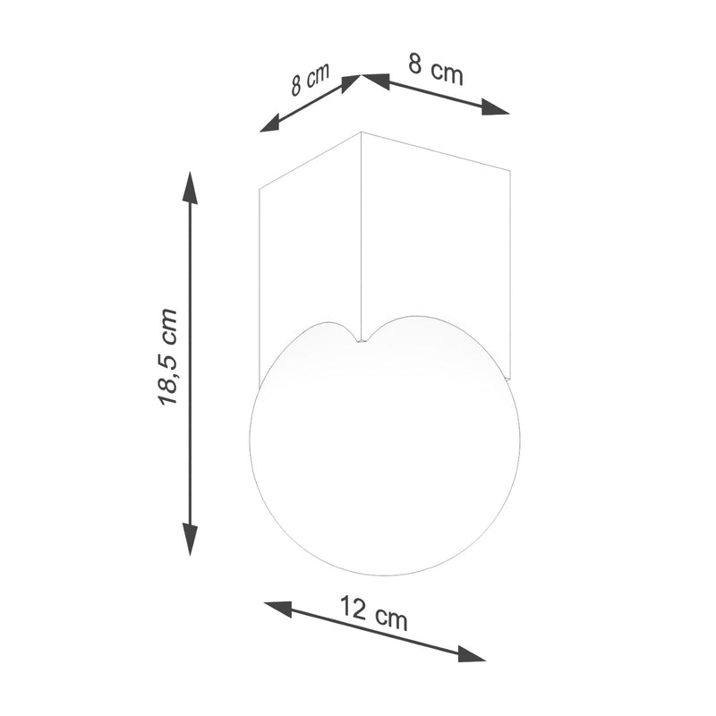 Dimensions Plafonnier boule Solis bois naturel et verre opale 12 cm G9