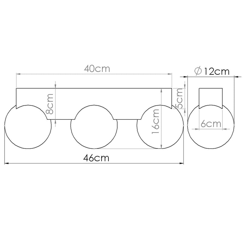 Dimensions Plafonnier Bulbo 3 bois naturel et verre opale G9