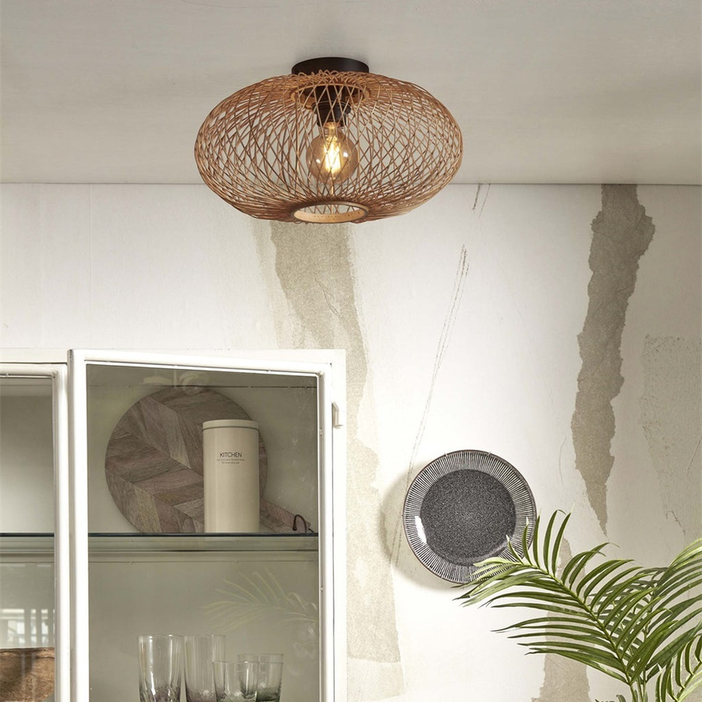 Plafonnier Cango bambou naturel ellipse 40 cm E27, vue 2