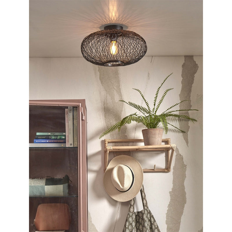 Dimensions Plafón Cango bambú negro 40 cm E27