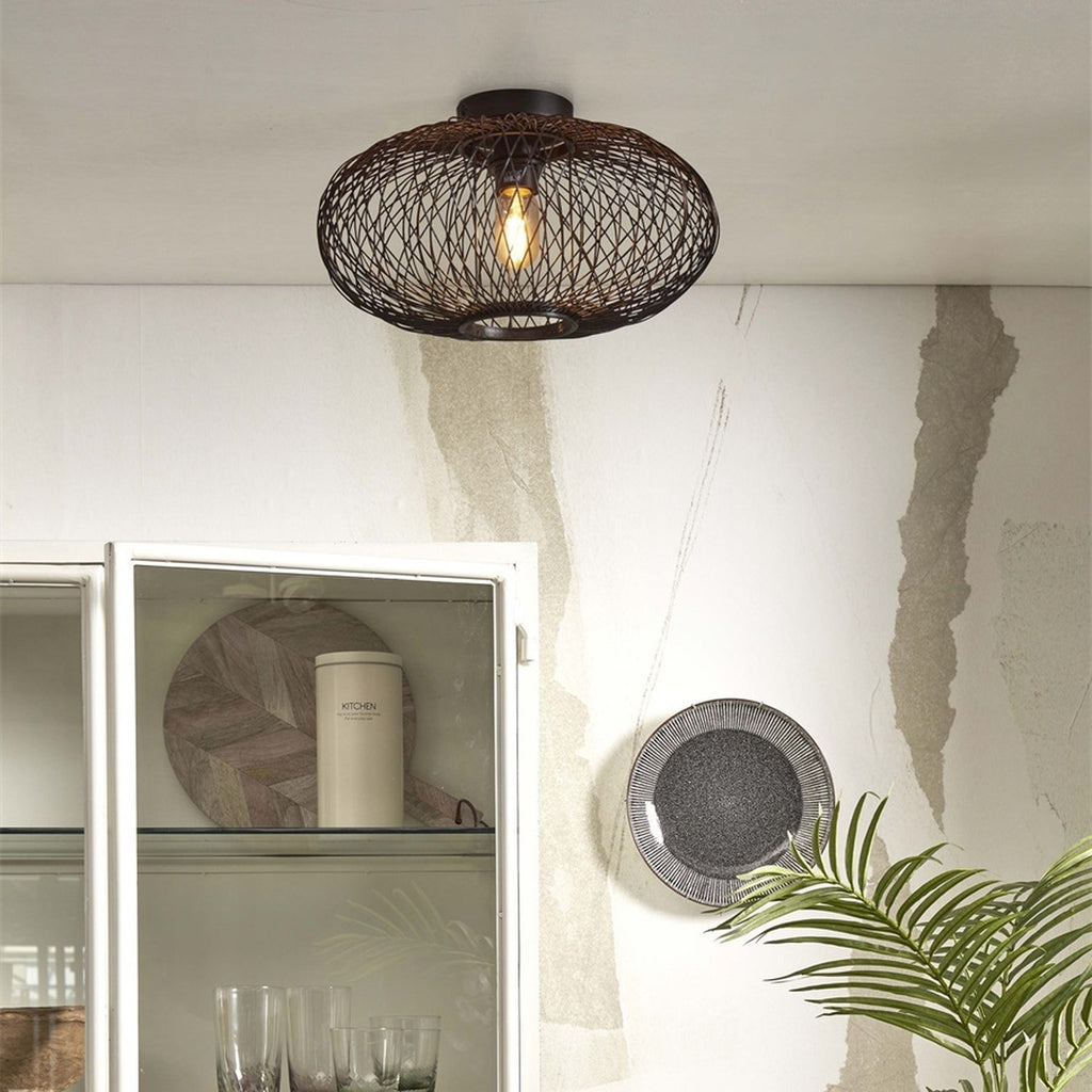 Plafonnier Cango bambou noir ellipse 40 cm E27, vue 2