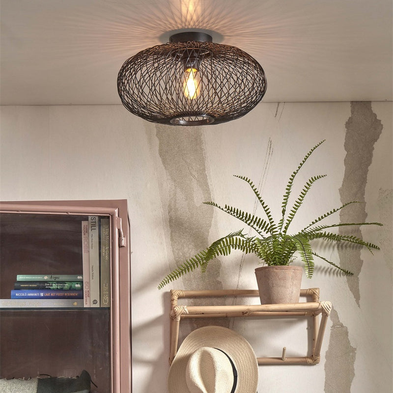 Dimensions Plafonnier Cango bambou noir ellipse 40 cm E27