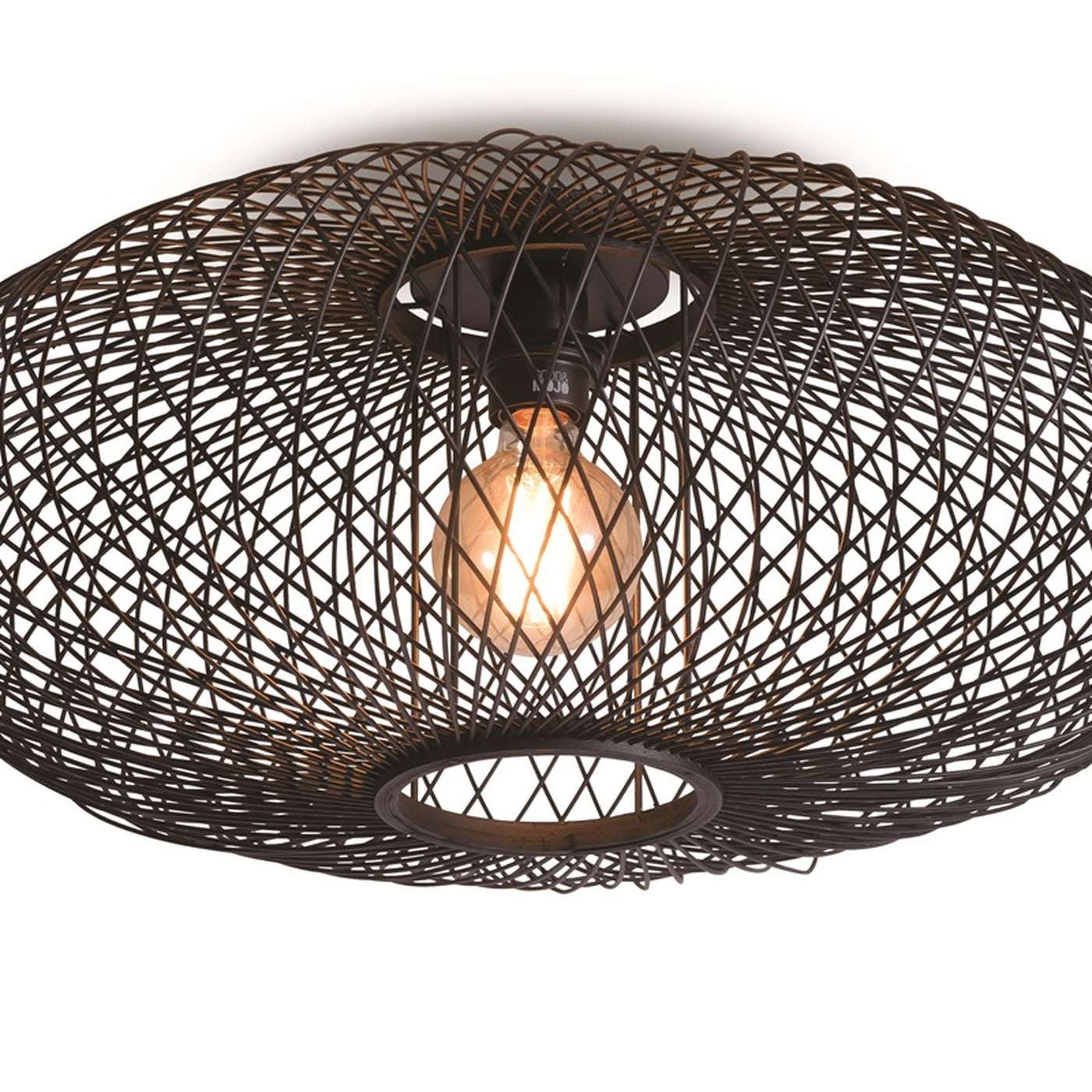 Plafonnier Cango bambou noir ellipse 60 cm E27, vue 4