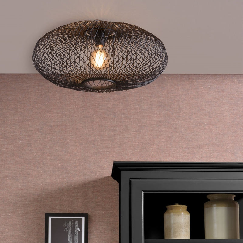 Dimensions Plafonnier Cango bambou noir ellipse 60 cm E27