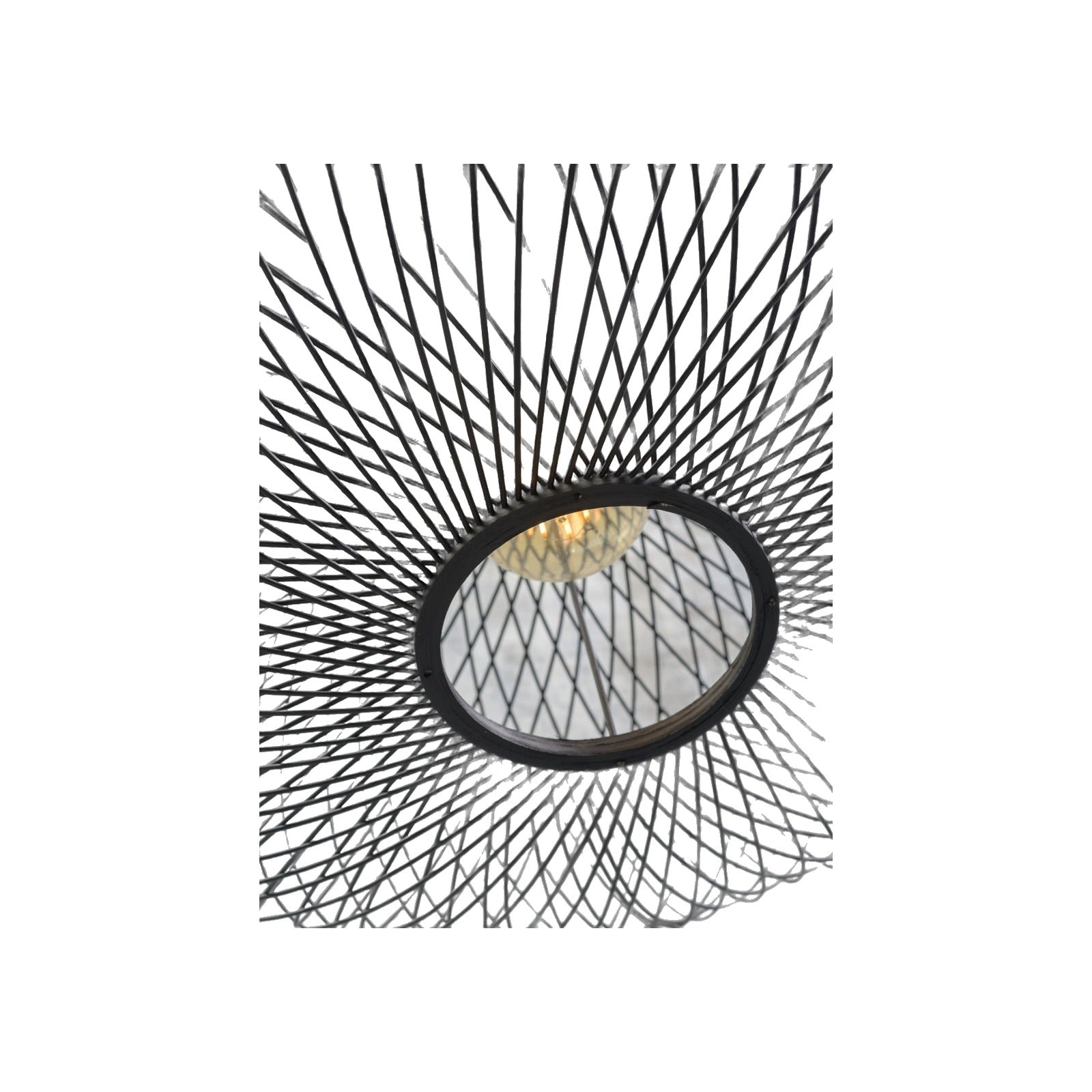 Plafonnier Cango bambou noir ellipse 60 cm E27