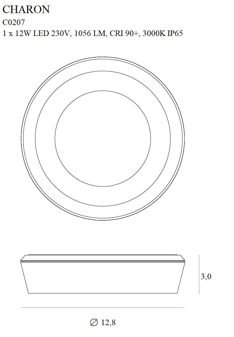Dimensions Plafonnier Charon blanc