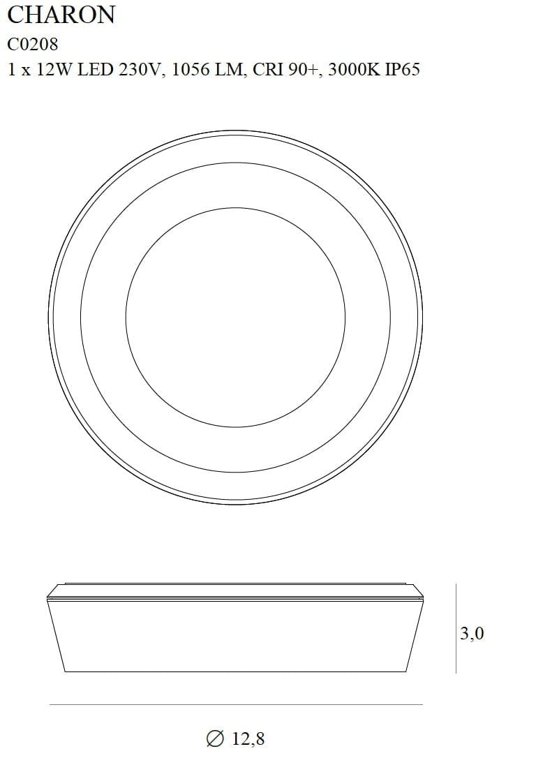 Dimensions Plafonnier Charon noir